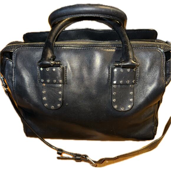 Rebecca Minkoff Black Grommet Studded‎ Satchel Handbag for Women - Picture 1 of 9